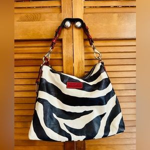 Dooney & Bourke Tri-Color Zebra Pattern Leather Hobo Bag